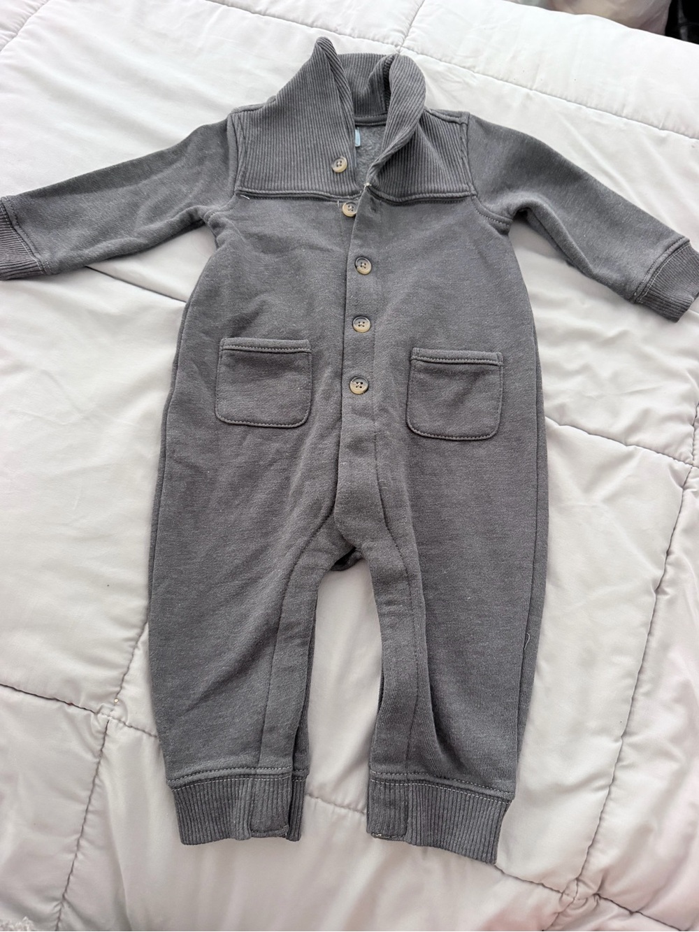 GAP Baby Boy Cozy Grey One Piece Outfit Romper 6-12 months